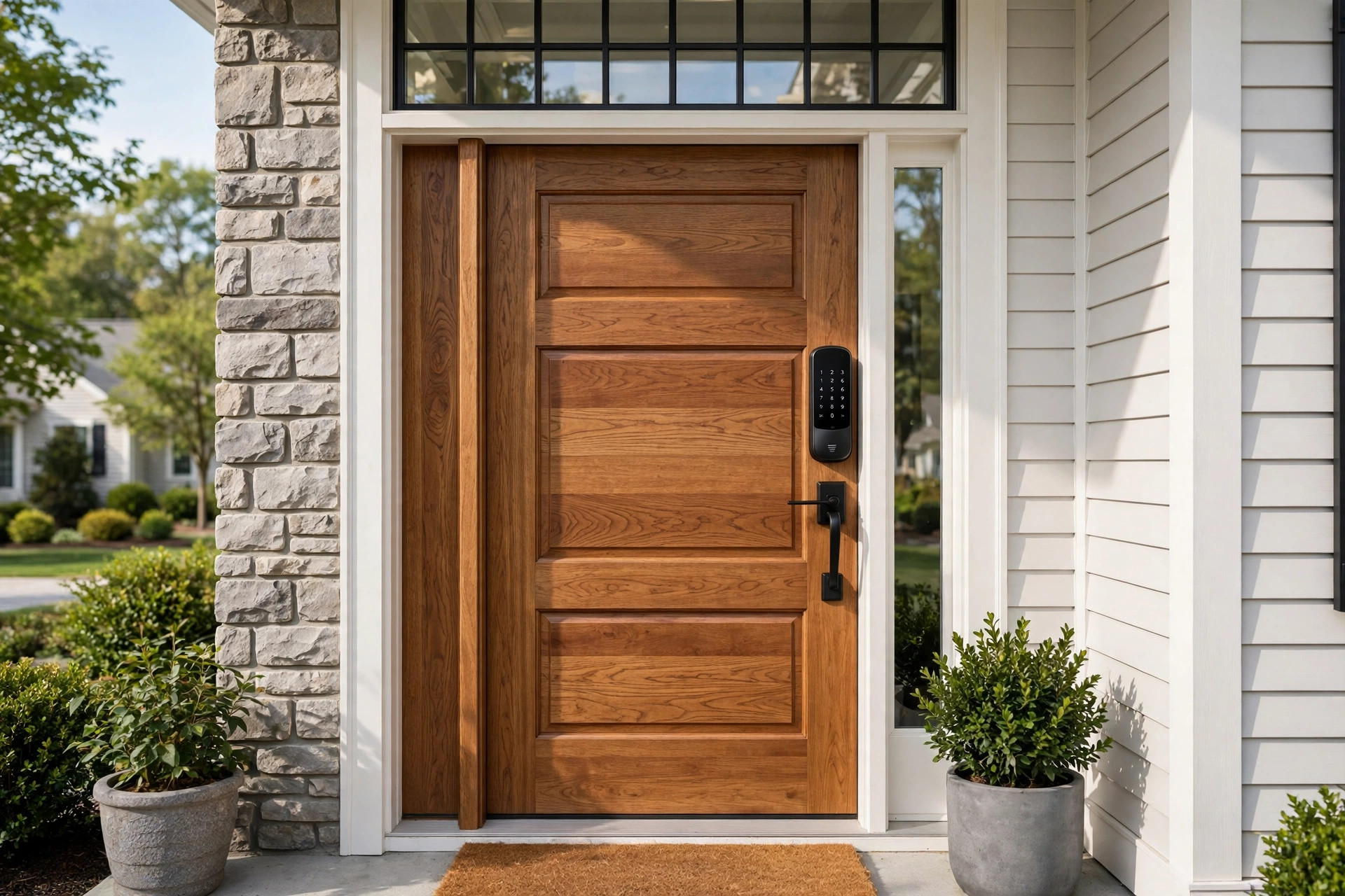 Smart lock on a front door